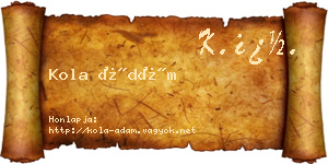 Kola Ádám névjegykártya