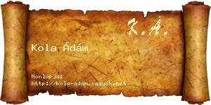 Kola Ádám névjegykártya