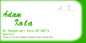adam kola business card